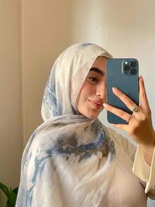 1条女士波西米亚风扎染印花头巾，防晒多色围巾，优雅百搭披肩，透气柔软时尚长围巾，适合日常使用 - 彩色 - 查看 2