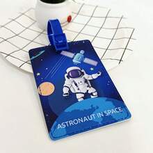 Creative Astronaut Luggage Tag, High Quality Travel Accessories, Baggage Tag, PU Leather Tag, Boarding Tag, Name ID Labels With Privacy Cover For Suitcases, Boarding Tag Portable Label - Multicolor - View 4