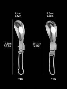 1个不锈钢折叠勺，户外旅行餐勺，学生便携汤勺，小茶匙，适用于酒店、餐厅、厨房、婚礼等场合。