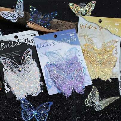 60pcs/20PCS Bright Sticker Butterfly DIY Wedding Cake Topper Happy Birthday Cake Topper For Wedding Birthday Party Cake Decoration