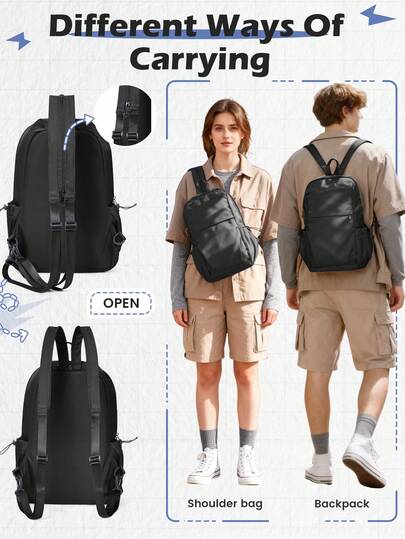 斜挎单肩背包，旅行徒步胸包，休闲运动包，带USB充电口，适合男士、男孩、高中生、大学生，完美适用于大学、商务、户外骑行、徒步、旅行、露营、运动、通勤，也是送给男友的礼物。