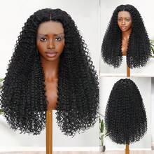 14inch Kinky Curly 13x4 HD Ear To Ear Lace Front Wig 180% Density Short Bob Curly Hair High-Temperature Fiber Mixed Human Blended Hair Wig For Women Pre Plucked Baby Hair Around 8inch-34inch - Natural & Black - View 3