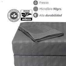 Juego de Sábanas de Microfibra Premium Tipo Satén Suaves y Frescas con Bolsillo Profundo para Cama Individual Matrimonial Queen King Incluye Sábana de Cajón Sábana Plana y Fundas de Almohada - Gris - Ver 2