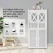 JAOSY Bathroom Storage Cabinet, Freestanding Tall Cabinet With Double Doors, Versatile Shelving Unit For Living Room, Bedroom And Kitchen, Wardrobe. 40 (L) X 25 (W) X 90 (H) Centimeters / 15.75" X 9.84" X 35.4" - 白色 - 查看 10