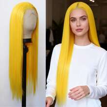 ZigZag Hair 13x4 Lace Front Wig, Synthetic Heat Resistant Fiber High Temperature Silk No Glue Wig, Pre-Plucked Natural Hairline, Long Straight Hair Suitable For Women's Daily Wear, Parties And Cosplay - Multicolor - View 5