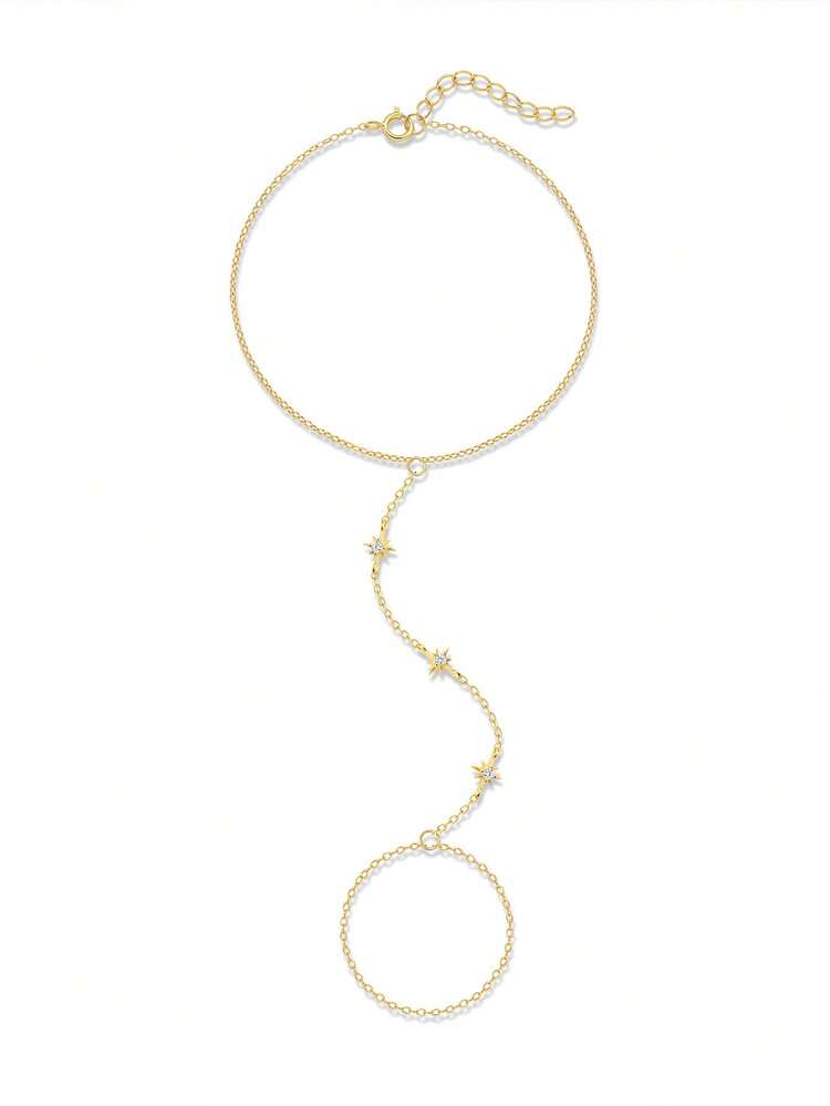 SereneSpark سوار فضة عيار 925 رقيق متعدد الزهور، هدية كلاسيكية بسيطة للنساء، مجوهرات أنيقة لحفلات الزفاف - الذهبي - مشاهدة 18