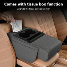 Caja de almacenamiento para reposabrazos central del coche, Caja de almacenamiento para reposabrazos del coche, Almohadilla para reposabrazos con portavasos, Organizador de almacenamiento para reposabrazos - Multicolor - Ver 3
