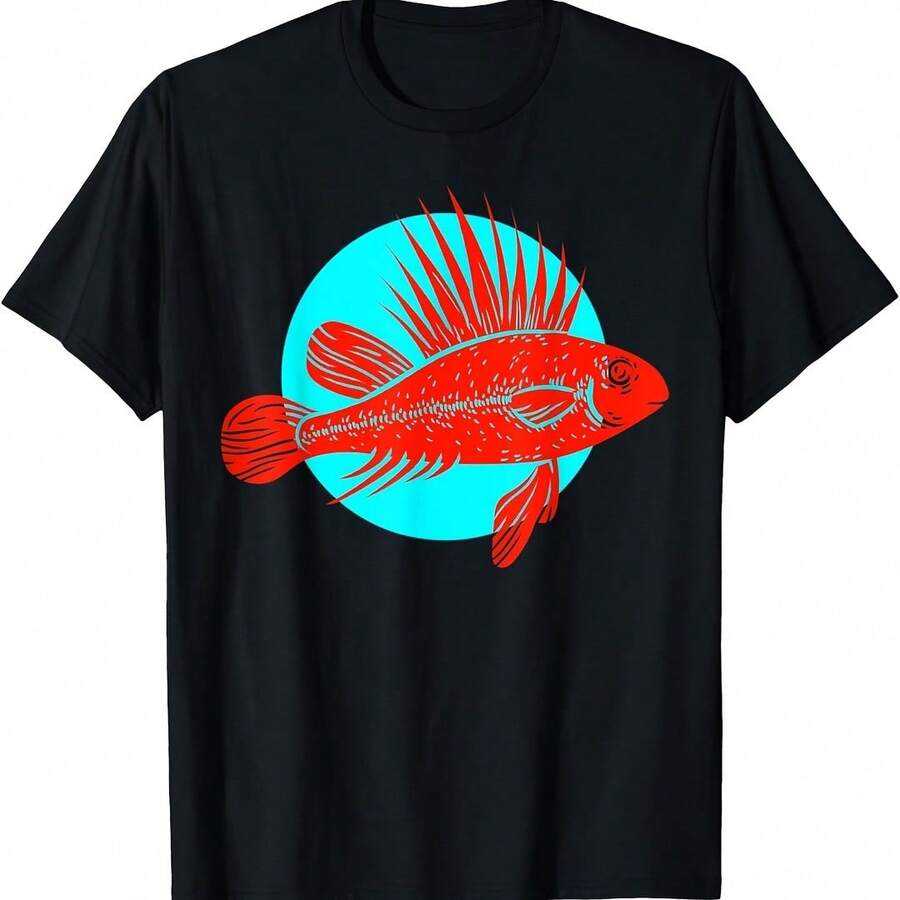 Red Fish With Blue Circle - Best Gift For Aquatic Lovers T-Shirt - Burgundy - View 1