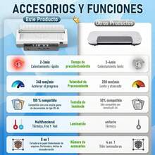 Laminadora 9" térmica frío foil para tamaño carta A4 8 en 1 incluye 20 micas 3 cortadores y recortadora ideal para hogar oficina y escuela - por defecto - Ver 2