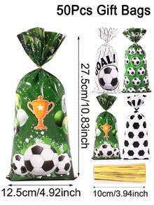 25/50pcs Football Themed Gift Bags, Sports Gift Packaging Bags With Drawstring, Suitable For Birthday Party Favors - Multicolor - View 9