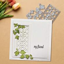 Creative Grids And Leaves Metal Cutting Dies, DIY Scrapbooking Album And Embossing Stencil, Greeting Card Making Tool, Card Paper Cutting Crafts ,Gift Card Making Template Die Cuts. - Silver - View 4