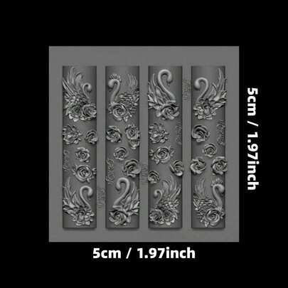1 khuôn vẽ móng hình thiên nga và hoa hồng thanh lịch, khuôn trang trí móng tay DIY, khuôn silicon 3D, quà tặng cho bạn gái nhân ngày Valentine.