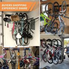 Soporte de Pared para Bicicletas de Alta Resistencia - Almacenamiento para 4 Bicicletas, Organizador de Garaje de Metal Negro con Múltiples Ganchos, Ideal para Bicicletas de Carretera y Montaña - Negro - Ver 4