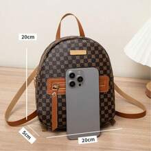 Mini Backpack, Spring/Summer New Versatile PU Printed Small Backpack, Women's Casual Coin Purse Mini Backpack, Fashionable Small Girl Mini Bag - Black - View 6