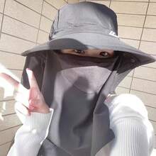 1pc Unisex Spring & Summer 360° UV Protection Bucket Hat - Integrated Neck Shield & Removable Face Cover, Breathable Wide Brim Outdoor Sun Hat For Fishing/Hiking/Cycling/Outdoor Activities, Fashionable All-Round Sun Protection Bucket Hat