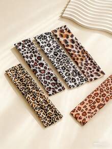 1pc Leopard Print Headband, Streetwear Fashion Chic High Crown Breathable Elastic Sports Sweatband, Suitable For Yoga, Tennis And Other Sports Women Hair Accessories Causal Hair Band Elegant Head Scarf - Multicolor - View 5