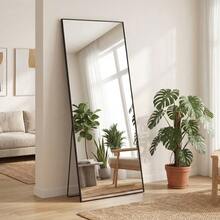 Sleek 65"X24" Full-Length Mirror With Durable Aluminum Alloy Frame, Stable Standing Design Perfect For Bedroom, Black - 長方形黑色 - 查看 8