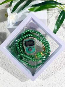 1 Set Convenient Counter, Prayer Beads Bracelet, 99pcs Pearl Tassel + Counter In Premium Gift Box - Multicolor - View 10