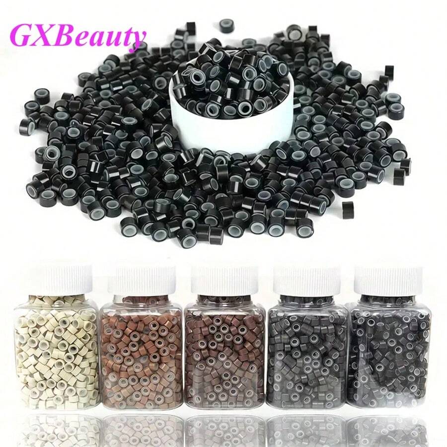 1000pcs Micro Silicone Rings - 5mm Micro Link Rings For Secure Hair Extensions, Professional Silicone Hair Extension Beads For DIY Hairstyles, Braid Hair Extensions, Feather Extensions, Hairstylist Supplies, Halloween - Multicolor - View 1