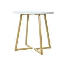Round Dining Table (1 Piece), Kitchen Table, Unique Metal Frame, Modern Marble Pattern Dining Table, Suitable For Dining Room And Living Room, White/Black - Gold - View 5