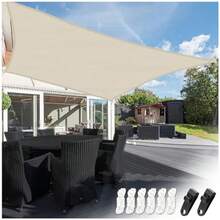 日除け シェード 屋外 300×400cm サンシェード ベランダ 庭 高密度420Dポリエステル 水洗い可能 紫外線 98%カット 防水 デッキ プール 窓ペ 天台 廊下 反射ロープ1.5m×6 テントクリップ×2 カーキ 3×4m - 写真の通り - チェックする 1