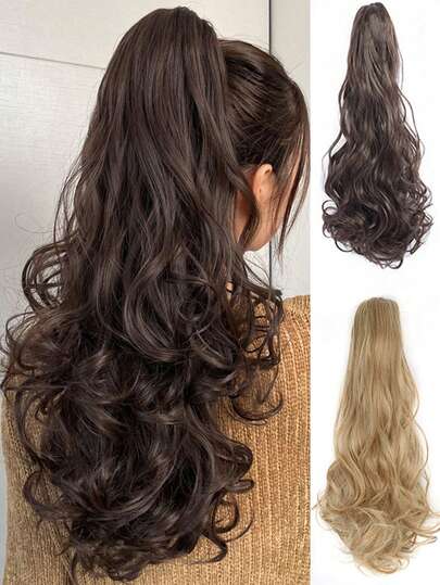 18 Inch Women's Wig, Ponytail Style Wig, Long Wavy Curly Hair, 18 Inch Realistic Natural Synthetic High Ponytail Braid Wig, Can Increase Hair Volume And Change Hairstyle, Suitable For Outdoor Wear