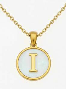 1pc 18K Gold Stainless Steel Letter Pendant Necklace - Gold - View 13