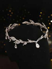 1 chiếc băng đô hình lá pha lê, phụ kiện tóc pha lê, trang sức cài tóc cô dâu, vòng cổ hình lá cổ điển, băng đô đính đá, mặt dây chuyền cài tóc, phụ kiện tóc cô dâu, phụ kiện tóc cưới. - Bạc - Xem 8