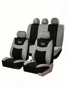 9 delar universella bilsätesöverdrag, heltäckande sätesöverdrag, framsätesöverdrag passar sedan, skåpbil, kompatibel med airbag, innehåller: 2 framsätesöverdrag, 1 ryggstödsöverdrag, 1 baksätesöverdrag, 5 nackstödsöverdrag. 4 delar: 2 framsätesöverdrag, 2 nackstödsöverdrag - Stil A - Visa 15