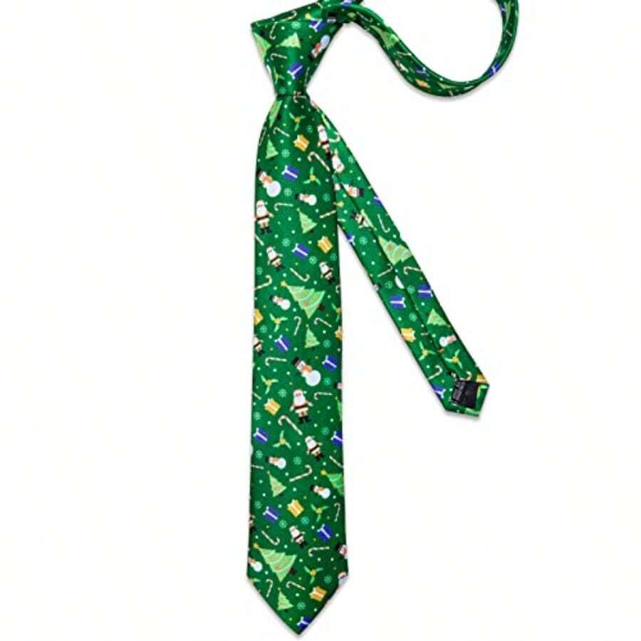 Men Ties - Green/White Santa Claus - View 1