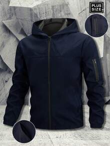 Kurtka zimowa, sportowa, outdoorowa, swobodna, w jednolitym kolorze, zapinana na zamek, gruba, idealna na prezent dla chłopaka, przyjaciela, męża, na Dzień Ojca - Granatowy - Zobacz 1