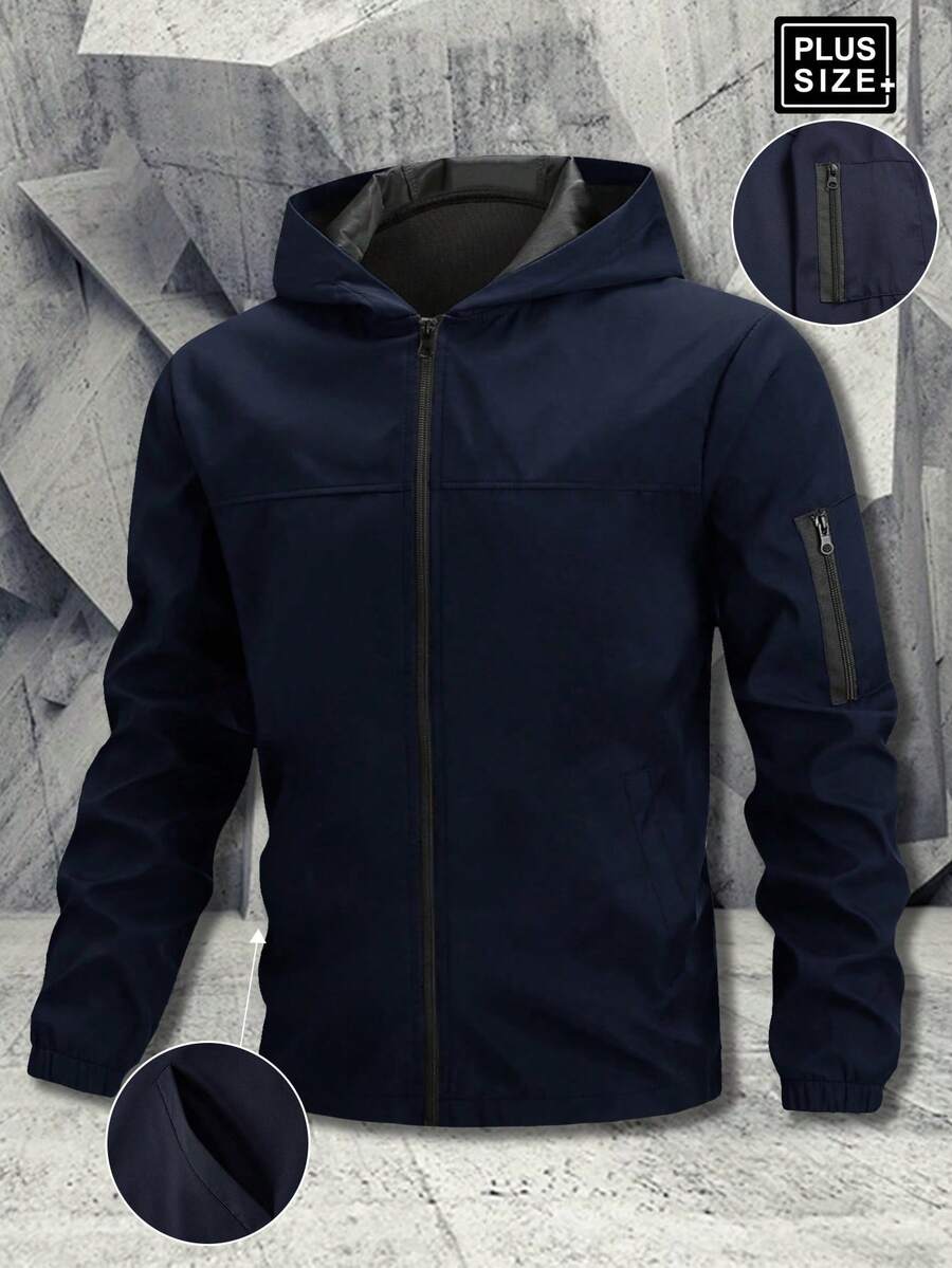 Kurtka zimowa, sportowa, outdoorowa, swobodna, w jednolitym kolorze, zapinana na zamek, gruba, idealna na prezent dla chłopaka, przyjaciela, męża, na Dzień Ojca - Granatowy - Zobacz 1