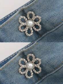 2 Sets Of 6-Petal Detachable Invisible Waist Belt Flower Buckle, Waist Cinching Buttons, Shirt Collar Pins - Multicolor - View 15