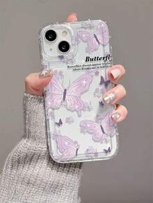 1pc Butterfly Pattern, Airbag Transparent Anti-Drop Phone Protective Case, TPU Material, Can Be Given As Holiday Gift, Compatible With Apple XS/XS Max/XR/11 12 13 14 15 16 Pro/Pro Max/14 15 16 Plus/17, Unisex, Phone Case - Multicolor - View 1
