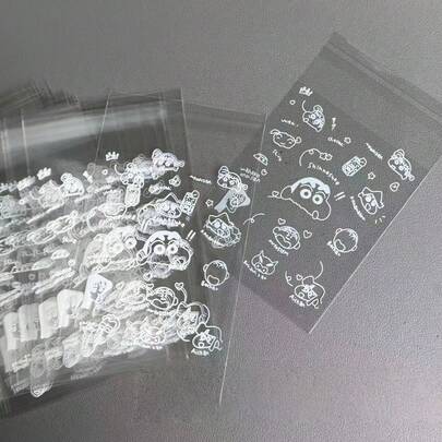 Crayon Shin-Chan Transparent Self-Sealing Bags, Cartoon Cute Sealing Bags, Planner Sticker Storage Bags, Snack & Jewelry Organizer Bags, Student Stationery Pouches, Waterproof & Moisture-Proof Portable Packaging Bags, Girly Ins Style Mini Sealing Bags