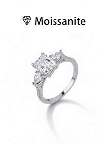1pc Women's Wedding Ring, Lili Song Ring, 2.3g 925 Sterling Silver, 2 Carat Moissanite, Bohemian Palace Style, Engagement, Wedding, Anniversary, Valentine's Day Gift, Comes With Moissanite Certificate And Elegant Gift Box - Silver - View 7