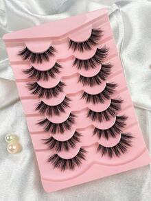 Hinarin 7 Pairs Thick 3D Multi-Layer D Curly Russian Volume False Eyelashes, High Curl Degree, Dense & Bold Whole Piece Eyelash Extensions - Cat Elf Eyelashes - View 7
