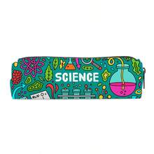 1pc Cylindrical Pencil Case Printed With "SCIENCE" Letter And Science-Themed Illustrations, Simple And Lightweight, Made Of Polyester Fabric. Suitable For Students As Pencil Pouch Or Backpack Organizer. - Multicolor - View 4