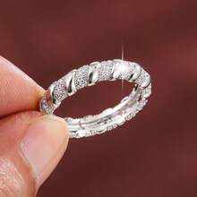 1pc Spiral Shaped Design Cubic Zirconia Inlaid Women Fashion Ring, Casual Gift - Multicolor - View 8