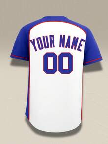 Plus Size & Customizable White And Blue In A Double-Color Combination Baseball Jerseys For Men, Fast Shipping Sports Summer - White - View 4