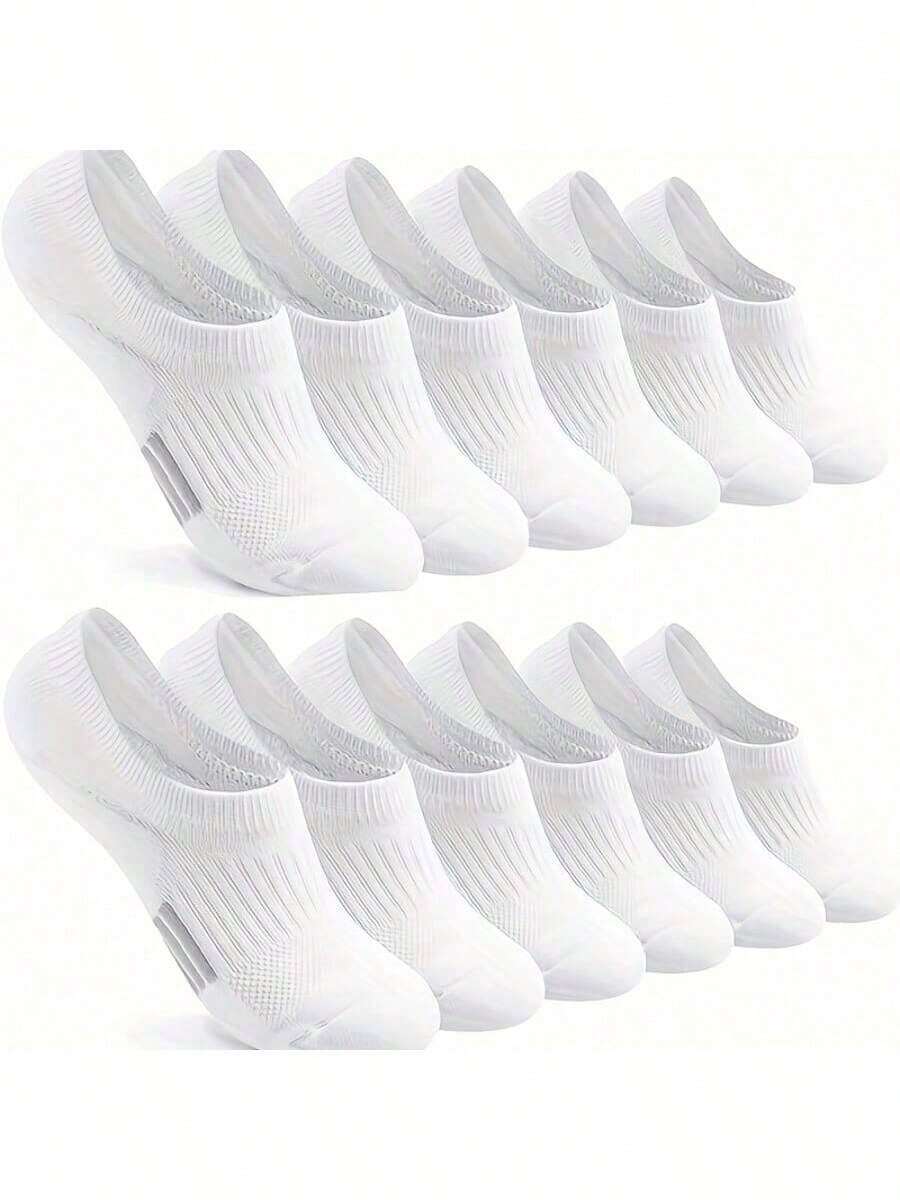 6 Pairs Of Solid Color Spring And Summer Thin Casual Women's Sports Socks, Suitable For Daily Travel And The Perfect Choice For Outdoor Sports - 6 Pairs Of White - View 1