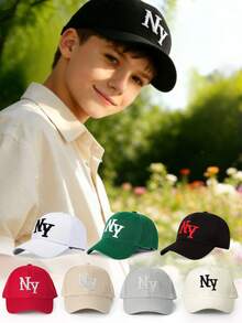 Mũ lưỡi trai thêu logo NY (3 chiếc/1 chiếc), mũ chống nắng ngoài trời có thể điều chỉnh cho bé trai và bé gái, thích hợp cho mùa xuân, mùa thu, du lịch, bãi biển, kỳ nghỉ. - mũ bóng chày - Xem 1