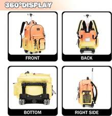Kids Rolling Backpack With Wheels Unisex Suitcase Carry On Luggage For Elementary Middle High School Students - 漸層橙黃 - 查看 4