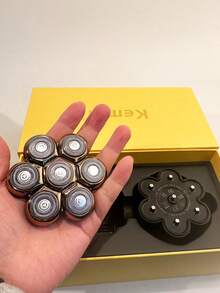 Kemei New Style 7D Floating Shaver For Men, Strong Power Shaving Machine, Type-C Razor, High Quality, Professional Bald Heading Shaving Machine, More Clean Hair Remover For Beard & Bald Head, Soft Skin Beard Shaver KM-T415, New Year Gift For Men, Birthday Gift - Black - View 7