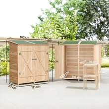 Garden Shed With Side Table, Made Of Fir Wood, 140 X 75 X 157 Cm