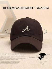 1pc Women's Embroidered Big A Baseball Cap, Adjustable Outdoor Sunscreen Casual Hat, Suitable Spring And Autumn Travel Beach Vacation Men's Hat Y2K Style Youth Hat - 棕色 - 查看 2