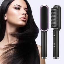 Straightening Comb, Heated Hair Straightener Brush, Reduces Frizz, Anti-Scald Design, Gift For Women, Dual Voltage, Multi-Function Hair Styling Brush For Personal Care - Black - View 10