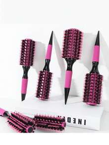 1 Peça/Conjunto Pente Brasileiro - Conjunto de Pentes para Penteado em Alumínio Vermelho - Escova de Cerdas de Náilon e Cerdas de Javali para Todos os Tipos de Cabelo, Inclui Pente Desembaraçador e Modelador de Madeira, Borla de Ar, Pente Quente em Formato de Pêra, Pente Modelador - Multicolorido - Visão 3