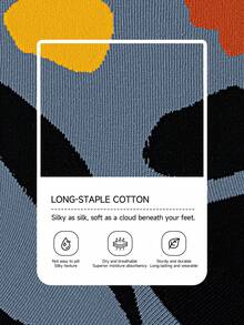 1/5 Pairs Unisex Couple Plant Leaf Graphic Art Design Breathable Cotton Crew Socks, Suitable For Travel, Home, Office, Holidays, Gift - Multicolor - View 4