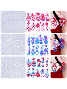 1pc Easter Themed Earring Resin Mold, Rabbit Egg Pendant Silicone Mold, DIY Cute Little Rabbit Pendant Earring Silicone Mold, Easter Egg Pendant Jewelry Drip Mold - White - View 1